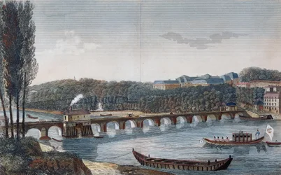 Blick auf das Schloss und die Brücke von Saint-Cloud